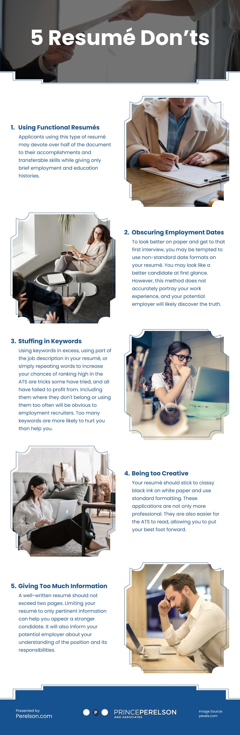 5 Resumé Dont's Infographics